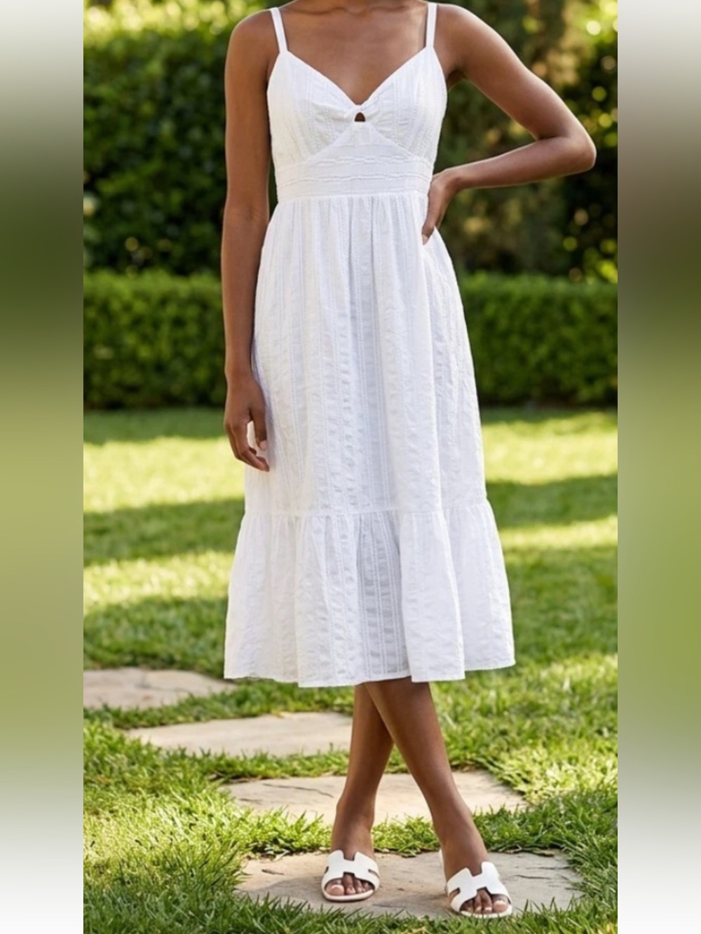 Gentle Fawn White Eyelet Midi Dress Sz XS
